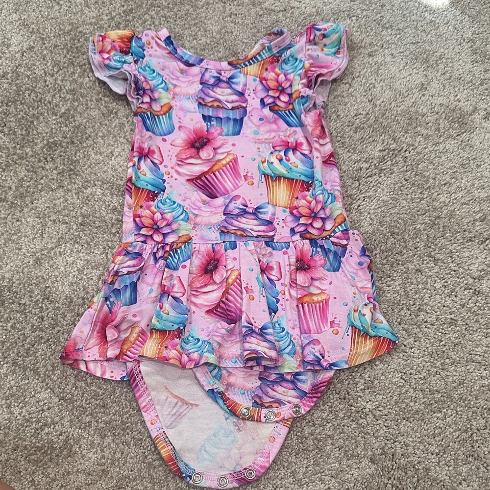 Colorful Cupcake Print Kids One Piece